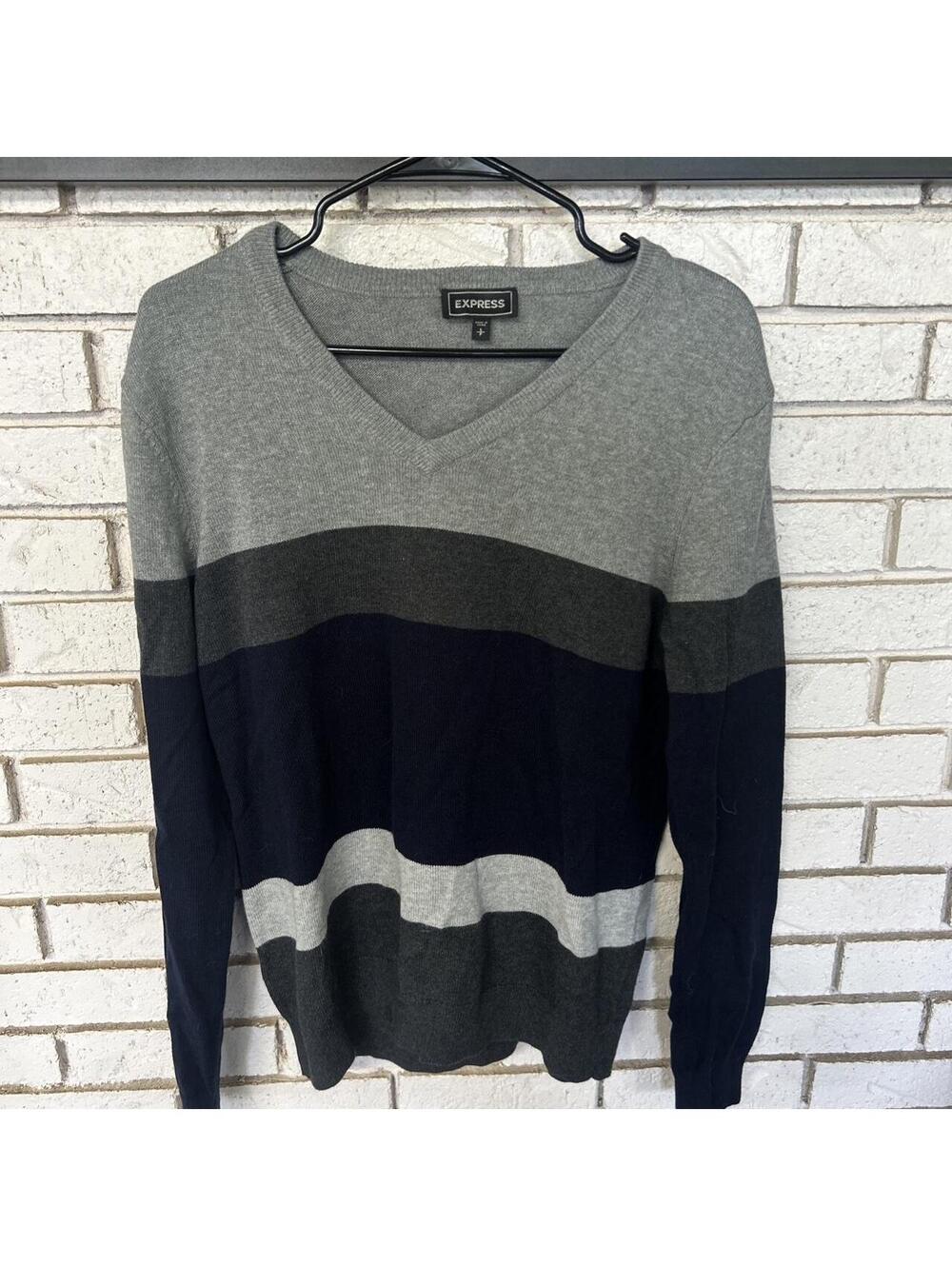 Express Men's Grey and Multi Jumper